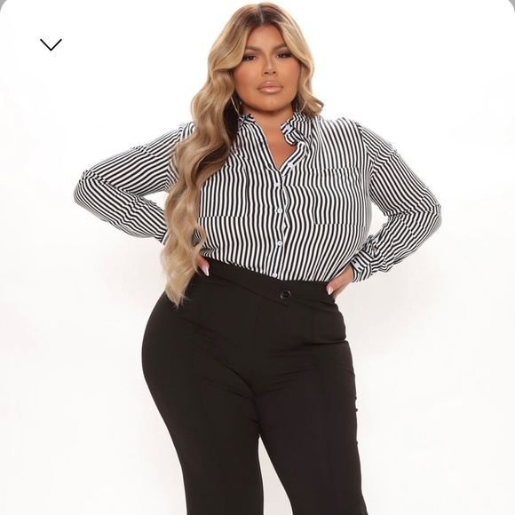 Plus Size Striped Button Down - Picture 2 of 3